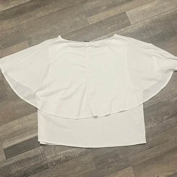 Zara Classic White Top USA M Blouse Feminine flowy Office Casual Classy modest - Picture 6 of 8